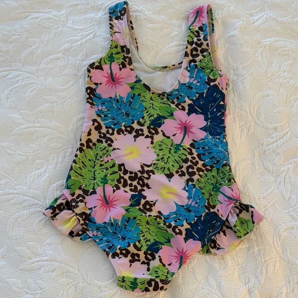 Flap Happy UPF 50+ Delaney Hip Ruffle Swimsuit. sz 6